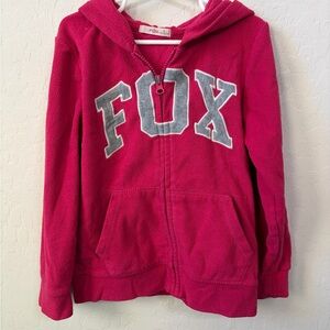 Fox Girls Hot Pink Hooded Zip Fleece Jacket with Gray Logo